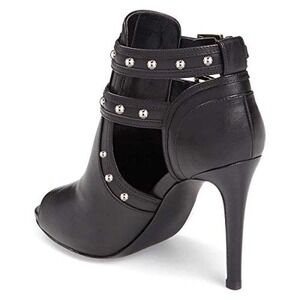 XYD Women Peep Toe Ankle Bootie High Heels Buckled Double Straps Cutout Fashion